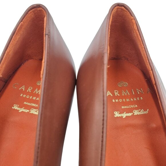 Carmina Shoemaker Women's 6 Brown Leather Cap-toe Dress Pumps Heels Shoes UK 3.5 - Picture 5 of 14